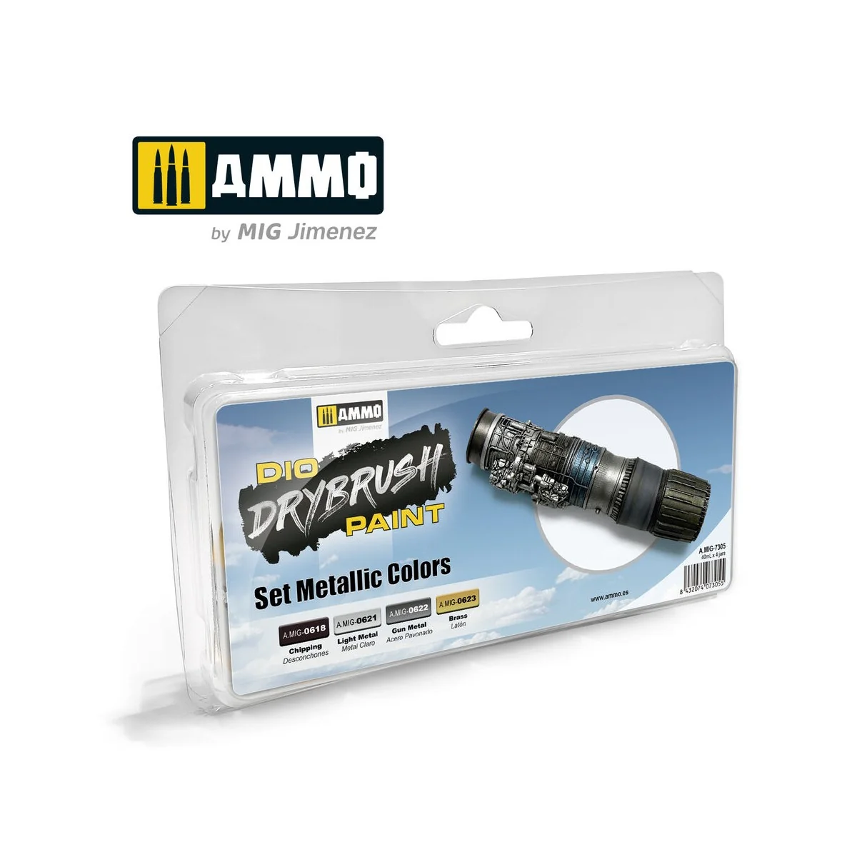 DRYBRUSH Set Metallic Colors Set - AMMO by MIG Jimenez A.MIG-7305