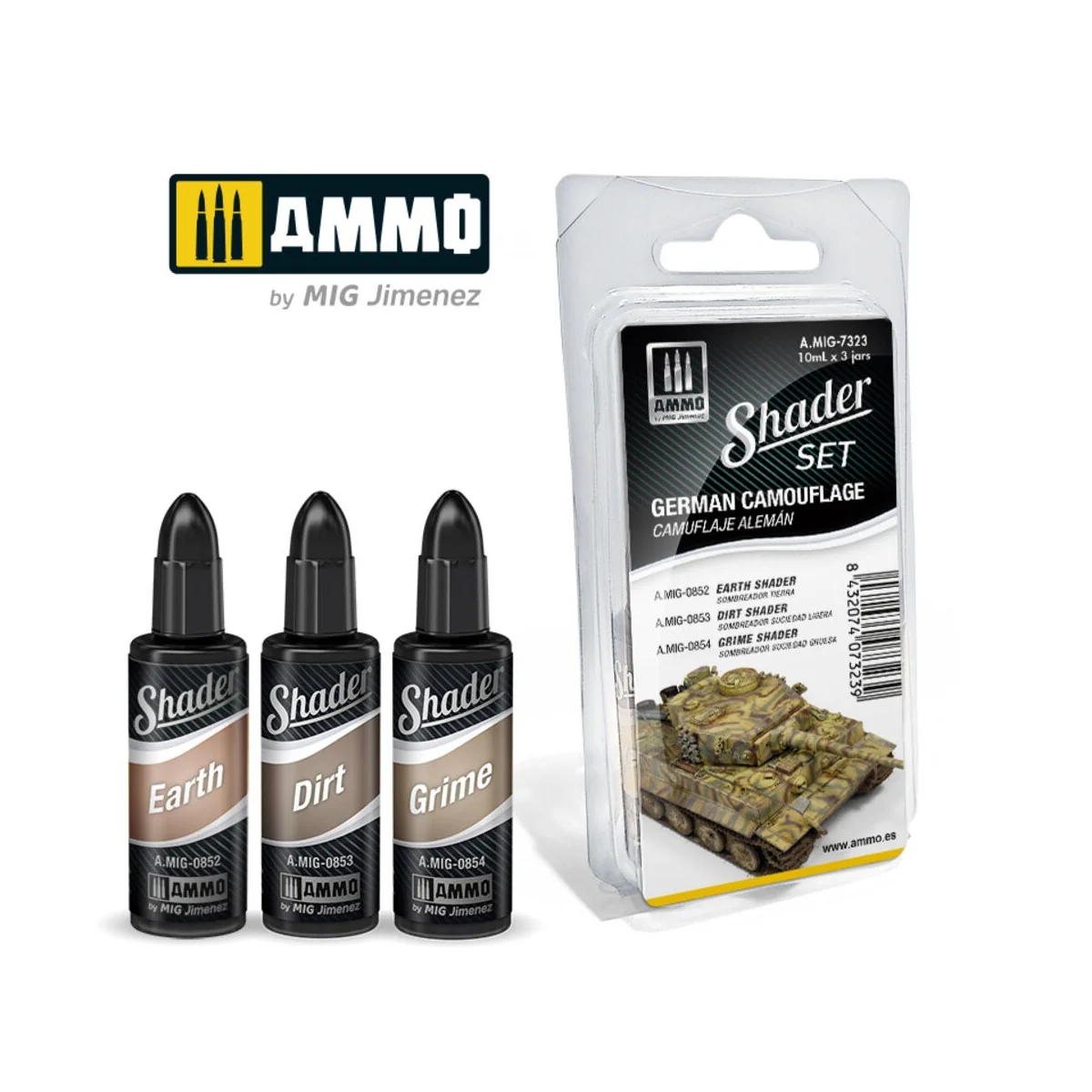 SHADER Set German Camouflage - AMMO by MIG Jimenez A.MIG-7323