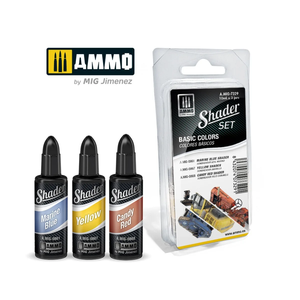 SHADER Set Basic Colors - AMMO by MIG Jimenez A.MIG-7329