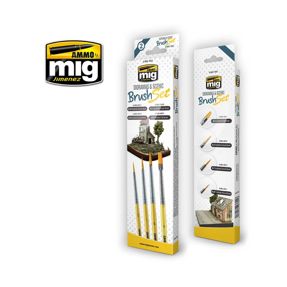 Dioramas and Scenic Brush Set - AMMO by MIG Jimenez A.MIG-7601 Dioramas and Scenic Brush Set - AMMO by MIG Jimenez A.MIG-7601