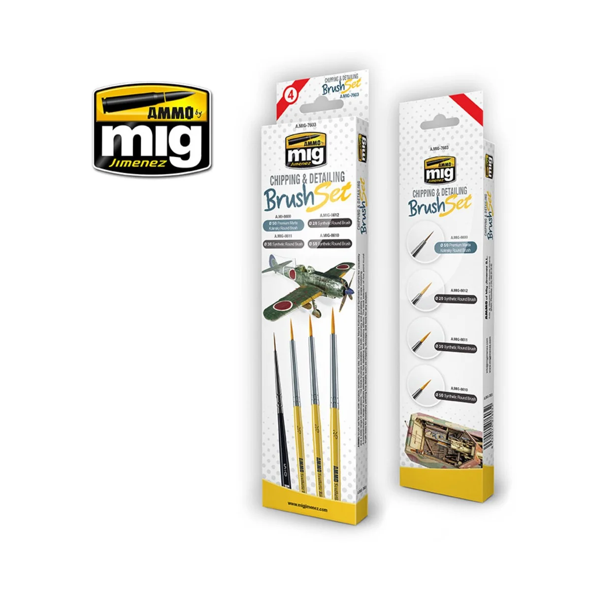 Chipping and Detailing Brush Set - AMMO by MIG Jimenez A.MIG-7603