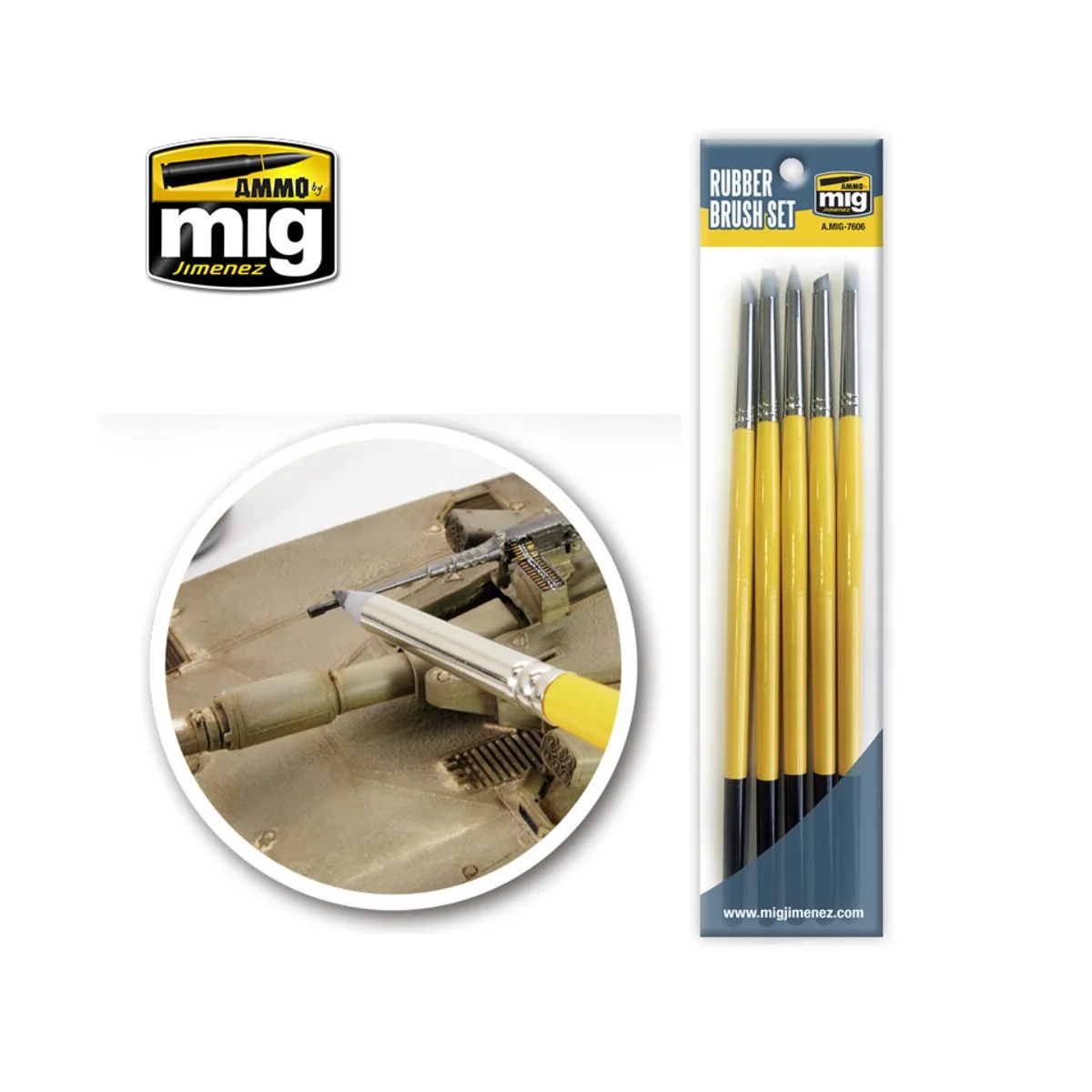 Rubber Brush Set - AMMO by MIG Jimenez A.MIG-7606 Rubber Brush Set - AMMO by MIG Jimenez A.MIG-7606