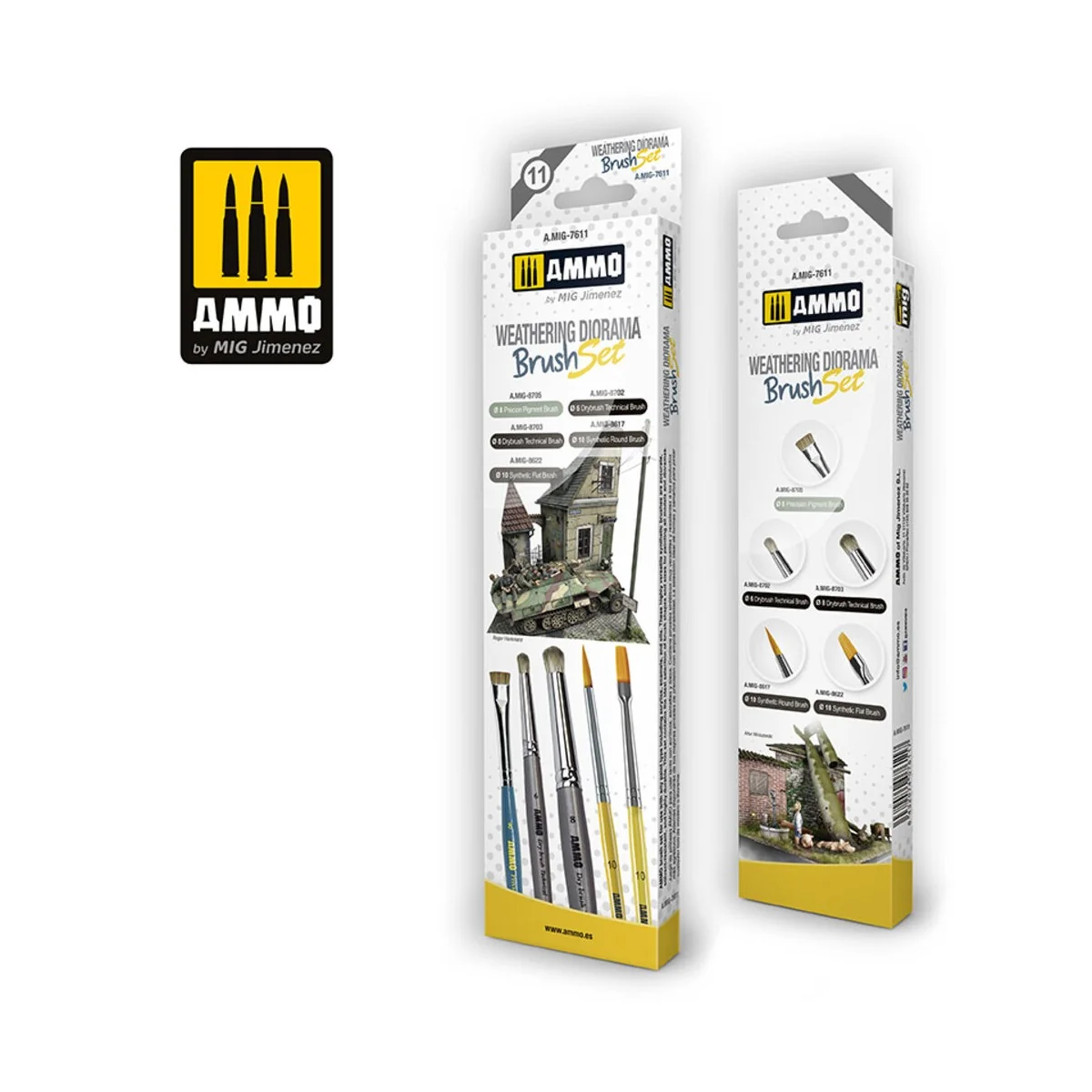 Brushes for Weathering Diorama Set - AMMO by MIG Jimenez A.MIG-7611