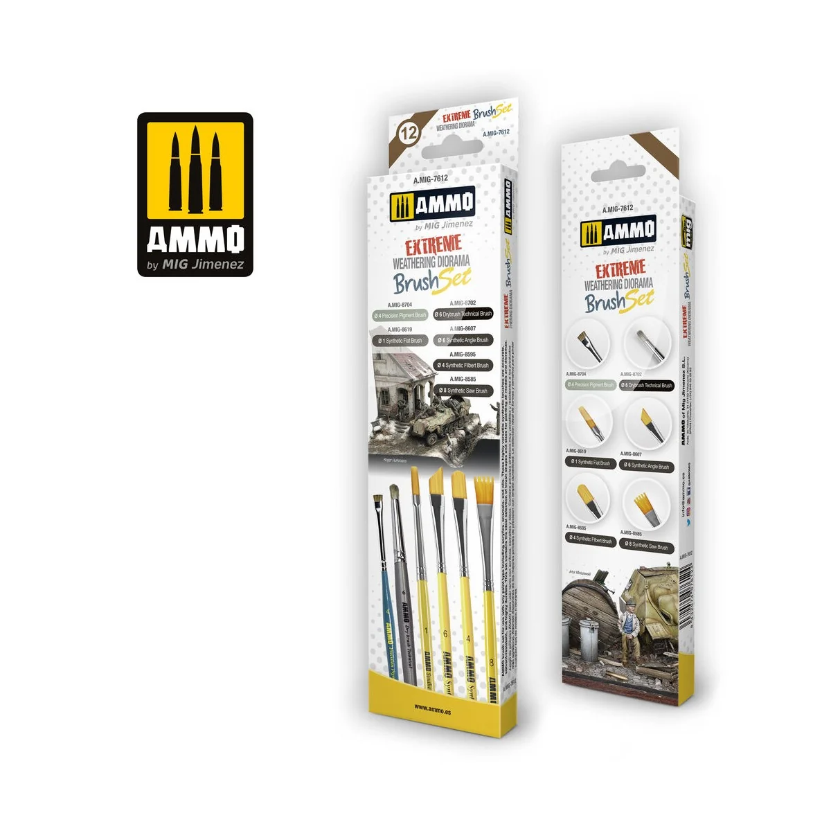 Extreme Weathering Diorama Brush Set - AMMO by MIG Jimenez A.MIG-7612 Extreme Weathering Diorama Brush Set - AMMO by MIG Jimenez A.MIG-7612