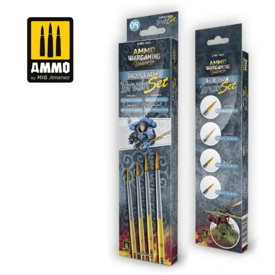 AMMO WARGAMING UNIVERSE - Shaders & Washes Brush Set - AMMO by MIG ...