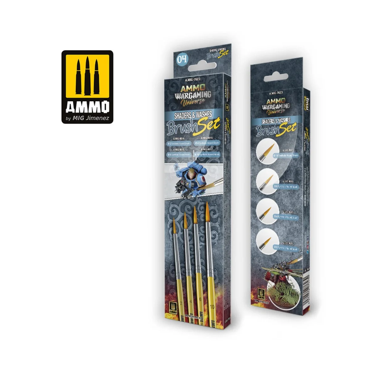 AMMO WARGAMING UNIVERSE - Shaders & Washes Brush Set - AMMO by MIG ...