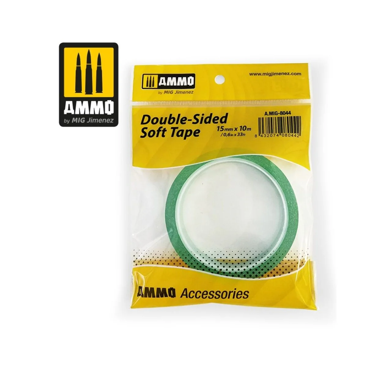 Double-Sided Soft Tape (15mm x 10M) - AMMO by MIG Jimenez A.MIG-8044 Double-Sided Soft Tape (15mm x 10M) - AMMO by MIG Jimenez A.MIG-8044