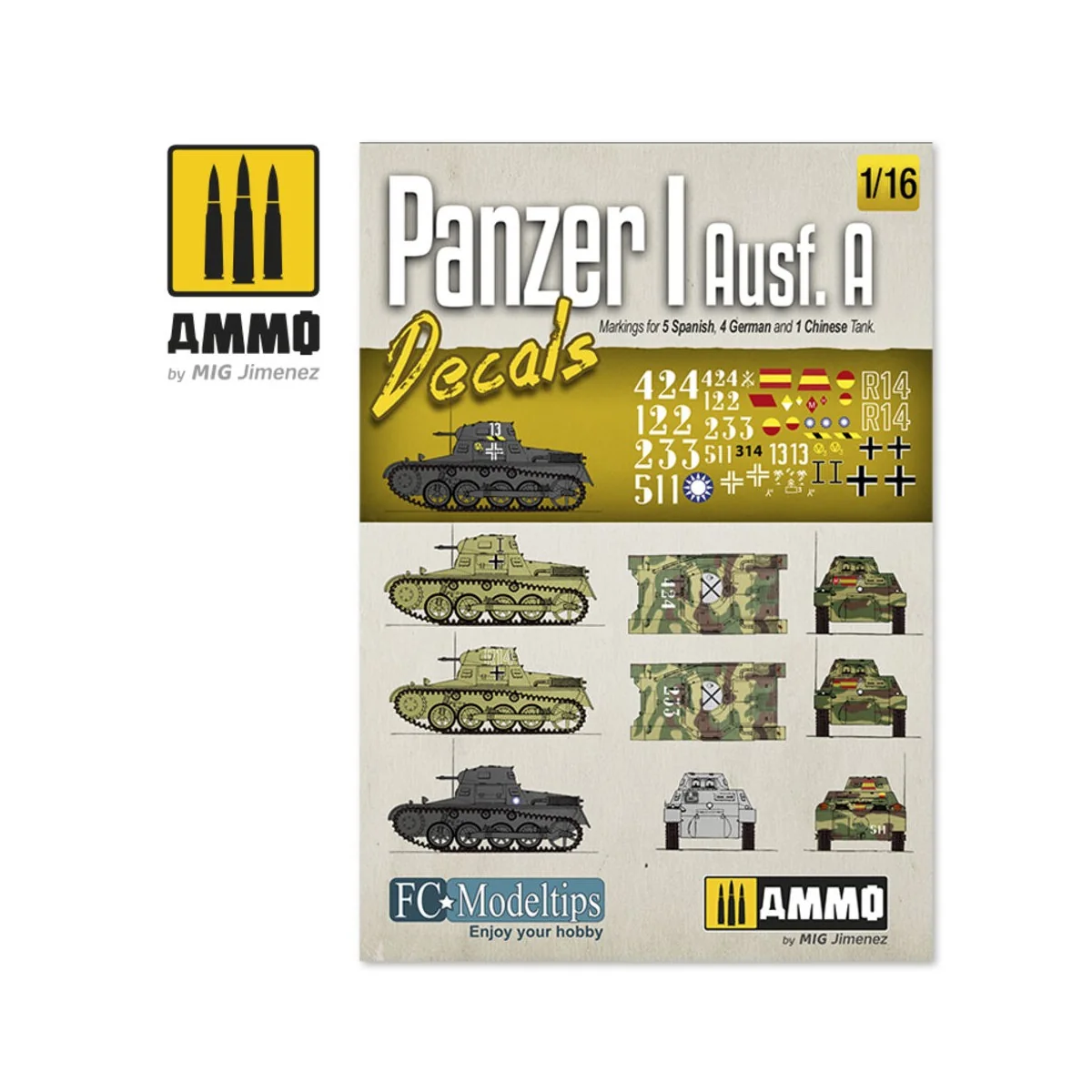 1/16 Panzer I Ausf. A Decals - AMMO by MIG Jimenez A.MIG-8060