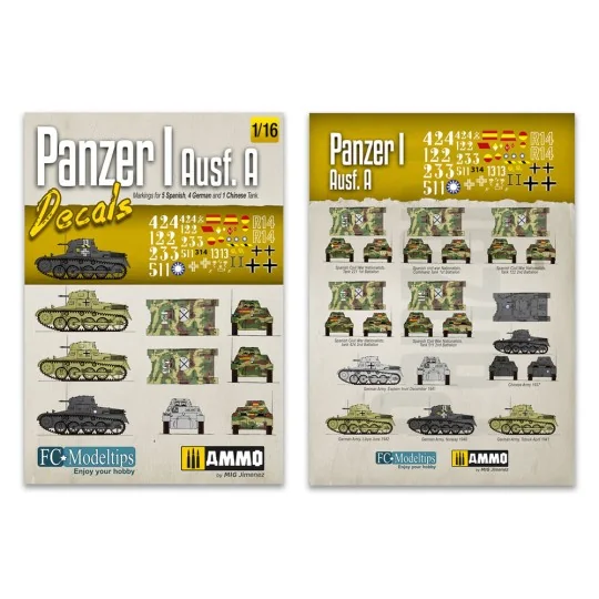 1/16 Panzer I Ausf. A Decals - AMMO by MIG Jimenez A.MIG-8060