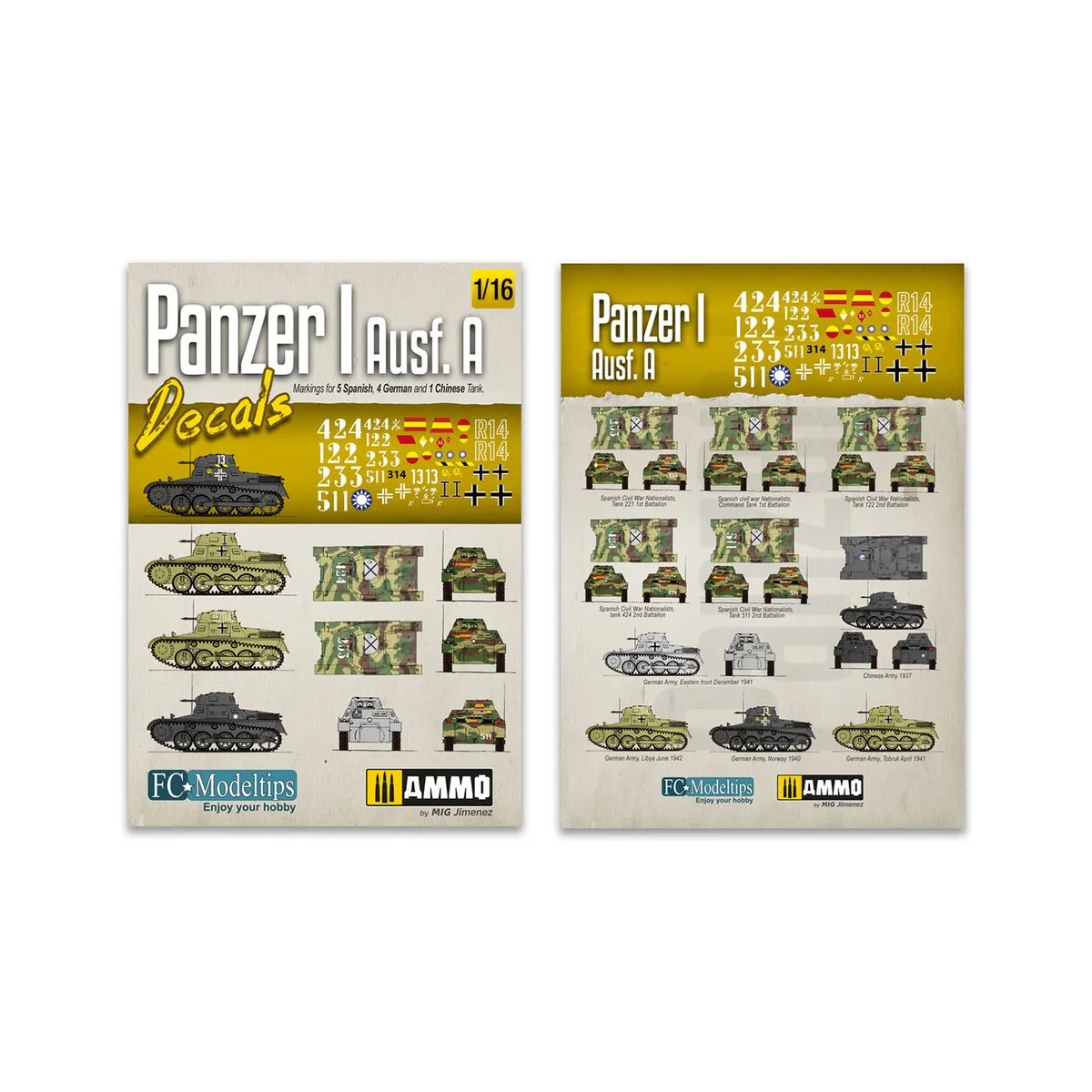 1/16 Panzer I Ausf. A Decals - AMMO by MIG Jimenez A.MIG-8060