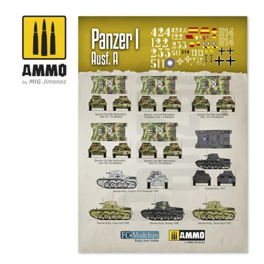 1/16 Panzer I Ausf. A Decals - AMMO by MIG Jimenez A.MIG-8060