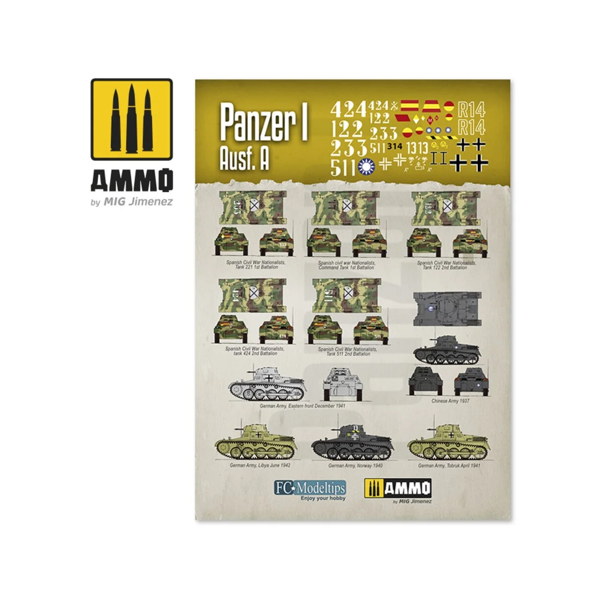 1/16 Panzer I Ausf. A Decals - AMMO by MIG Jimenez A.MIG-8060