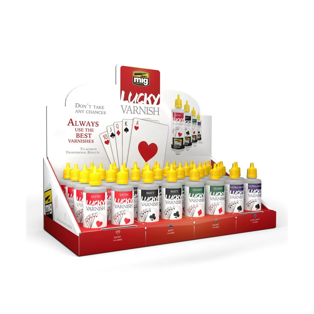 Display: Lucky Varnish Display - AMMO by MIG Jimenez A.MIG-8157