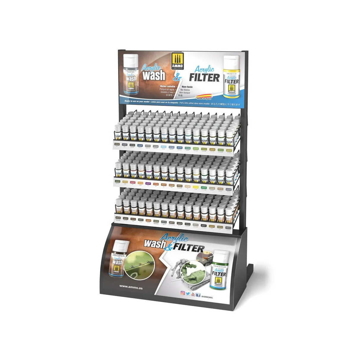 Rack: Acrylic Filters & Washes - AMMO by MIG Jimenez A.MIG-8180