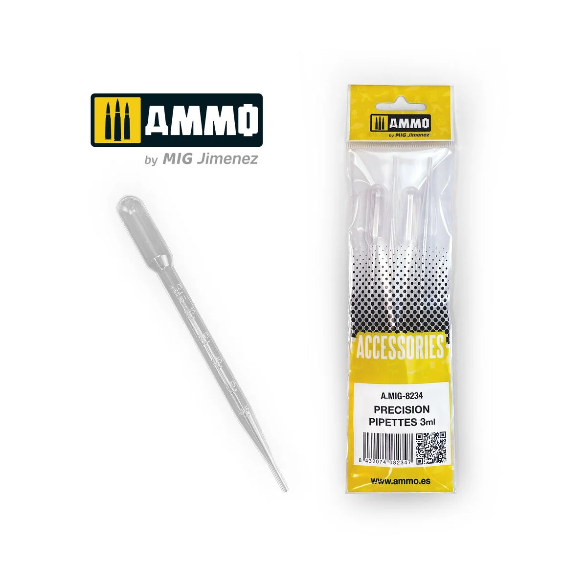 Large Pipettes 3mL (0.1 oz) - 4 pcs. - AMMO by MIG Jimenez A.MIG-8234