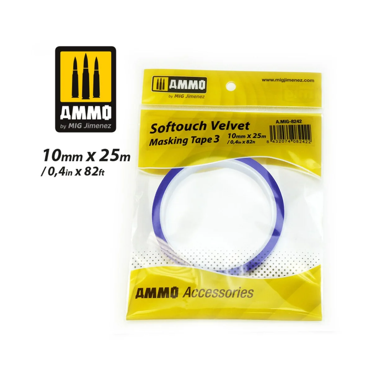 Softouch Velvet Masking Tape 3 (10mm x 25M) - AMMO by MIG Jimenez A...