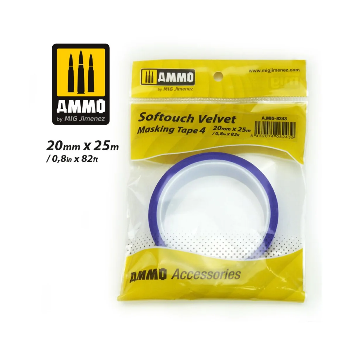 Softouch Velvet Masking Tape 4 (20mm x 25M)  - AMMO by MIG Jimenez ...