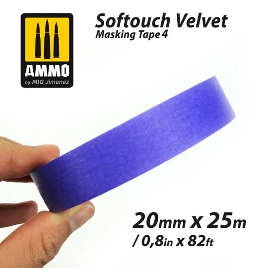 Softouch Velvet Masking Tape 4 (20mm x 25M) - AMMO by MIG Jimenez A...
