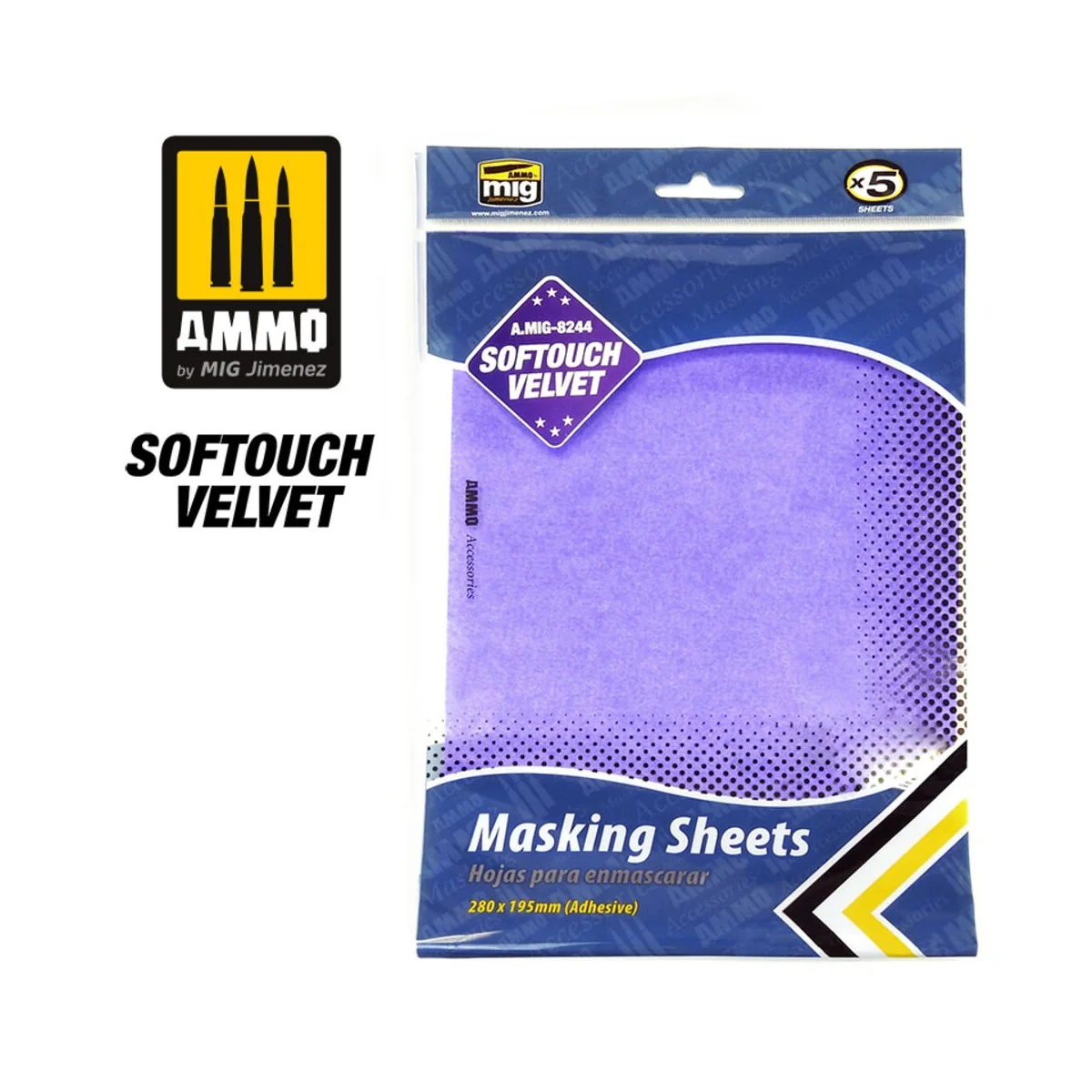 Softouch Velvet Masking Sheets (x5 sheets, 280mm x 195mm, adhesive)...
