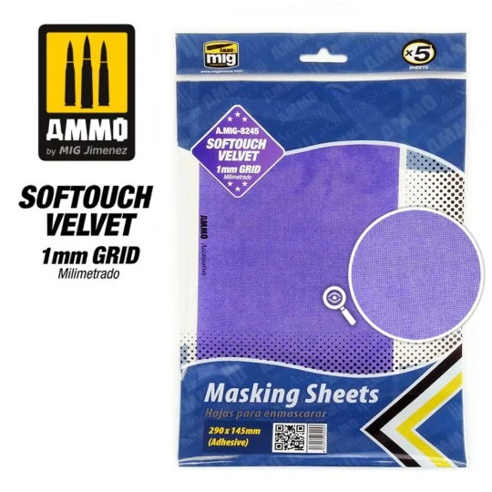Softouch Velvet Masking Sheets 1mm Grid (x5 sheets, 290mm x 145mm, ...