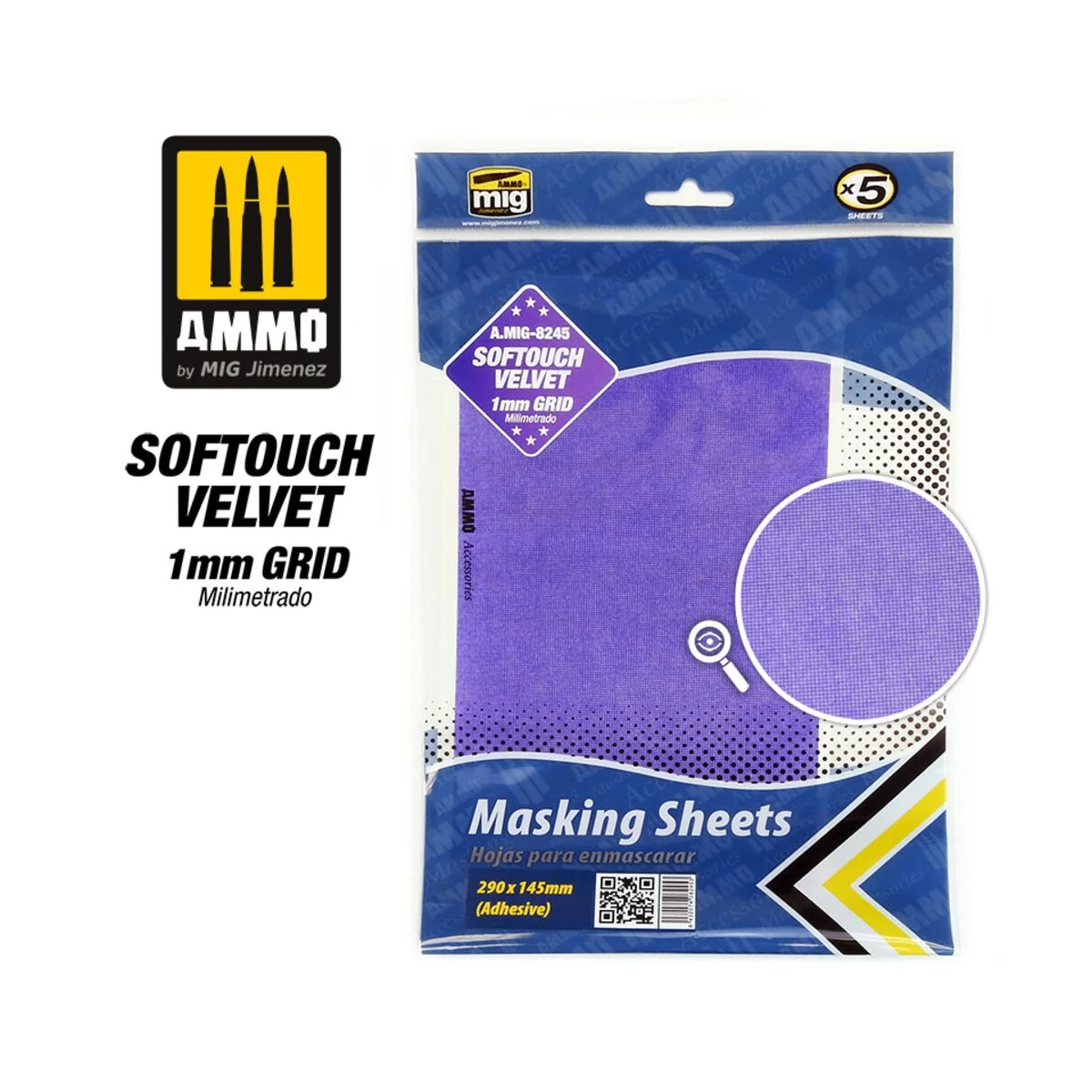 Softouch Velvet Masking Sheets 1mm Grid (x5 sheets, 290mm x 145mm, ...