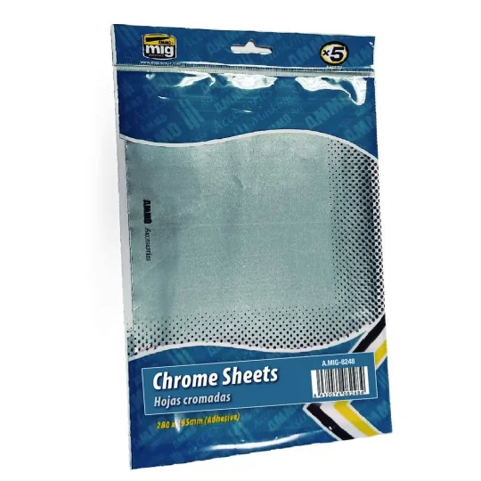 Chrome Sheets 280mm x 195mm - AMMO by MIG Jimenez A.MIG-8248 Chrome Sheets 280mm x 195mm - AMMO by MIG Jimenez A.MIG-8248