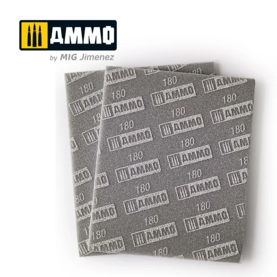 Sanding Sponge Sheet (180) - 2 pcs. - AMMO by MIG Jimenez A.MIG-8556