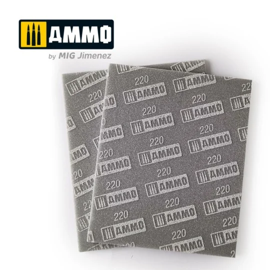Sanding Sponge Sheet (220) - 2 pcs. - AMMO by MIG Jimenez A.MIG-8557 Sanding Sponge Sheet (220) - 2 pcs. - AMMO by MIG Jimenez A.MIG-8557