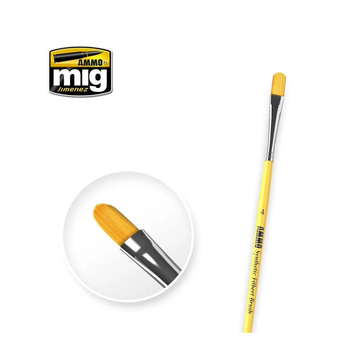 4 Synthetic Filbert Brush - AMMO by MIG Jimenez A.MIG-8595 4 Synthetic Filbert Brush - AMMO by MIG Jimenez A.MIG-8595