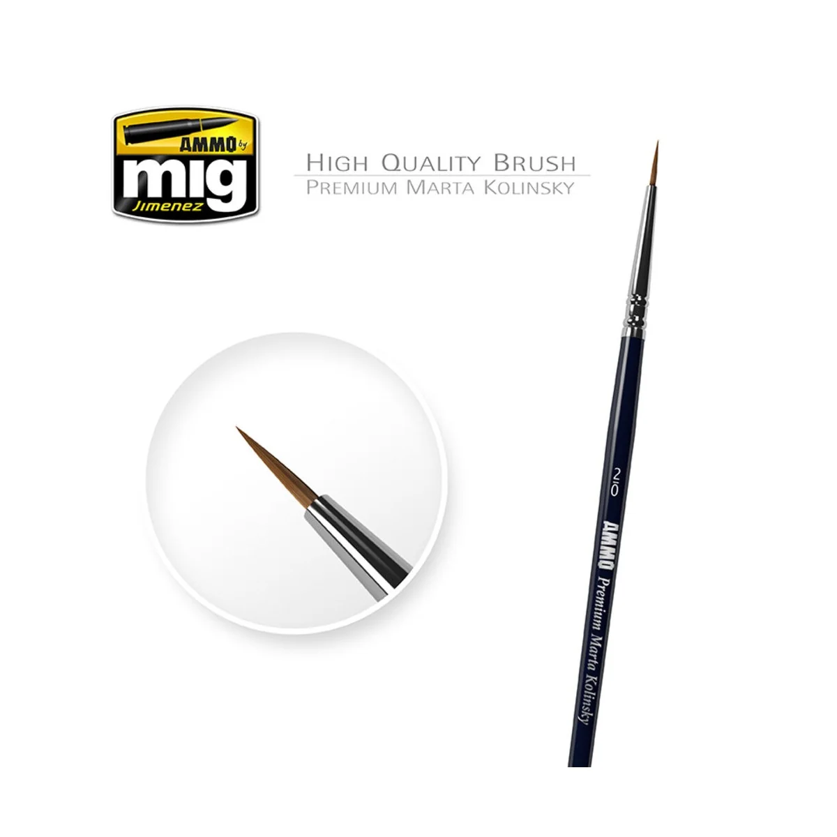 2/0 Premium Marta Kolinsky Round Brush - AMMO by MIG Jimenez A.MIG-...