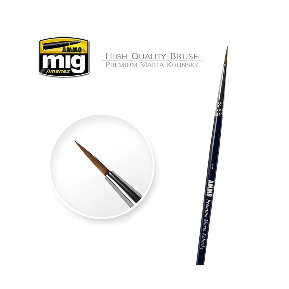 1 Premium Marta Kolinsky Round Brush - AMMO by MIG Jimenez A.MIG-8602 1 Premium Marta Kolinsky Round Brush - AMMO by MIG Jimenez A.MIG-8602