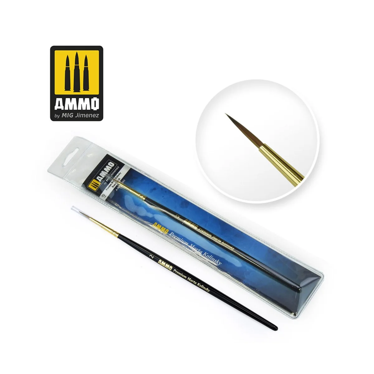 2 Premium Marta Kolinsky Round Brush - AMMO by MIG Jimenez A.MIG-8603 2 Premium Marta Kolinsky Round Brush - AMMO by MIG Jimenez A.MIG-8603