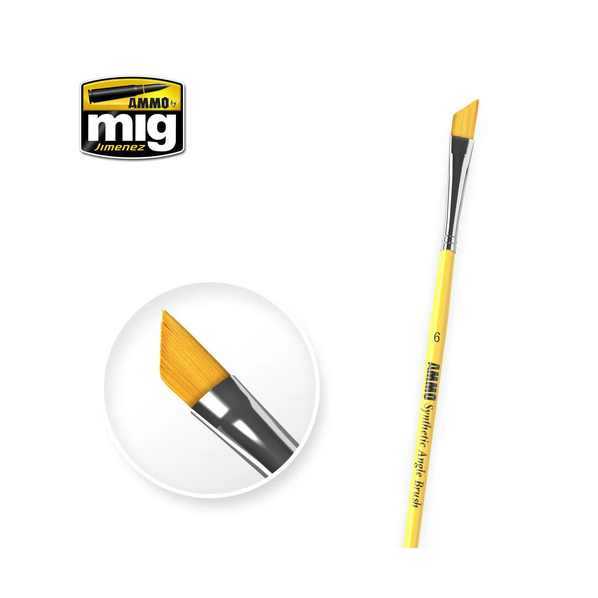 6 Synthetic Angle Brush - AMMO by MIG Jimenez A.MIG-8607 6 Synthetic Angle Brush - AMMO by MIG Jimenez A.MIG-8607