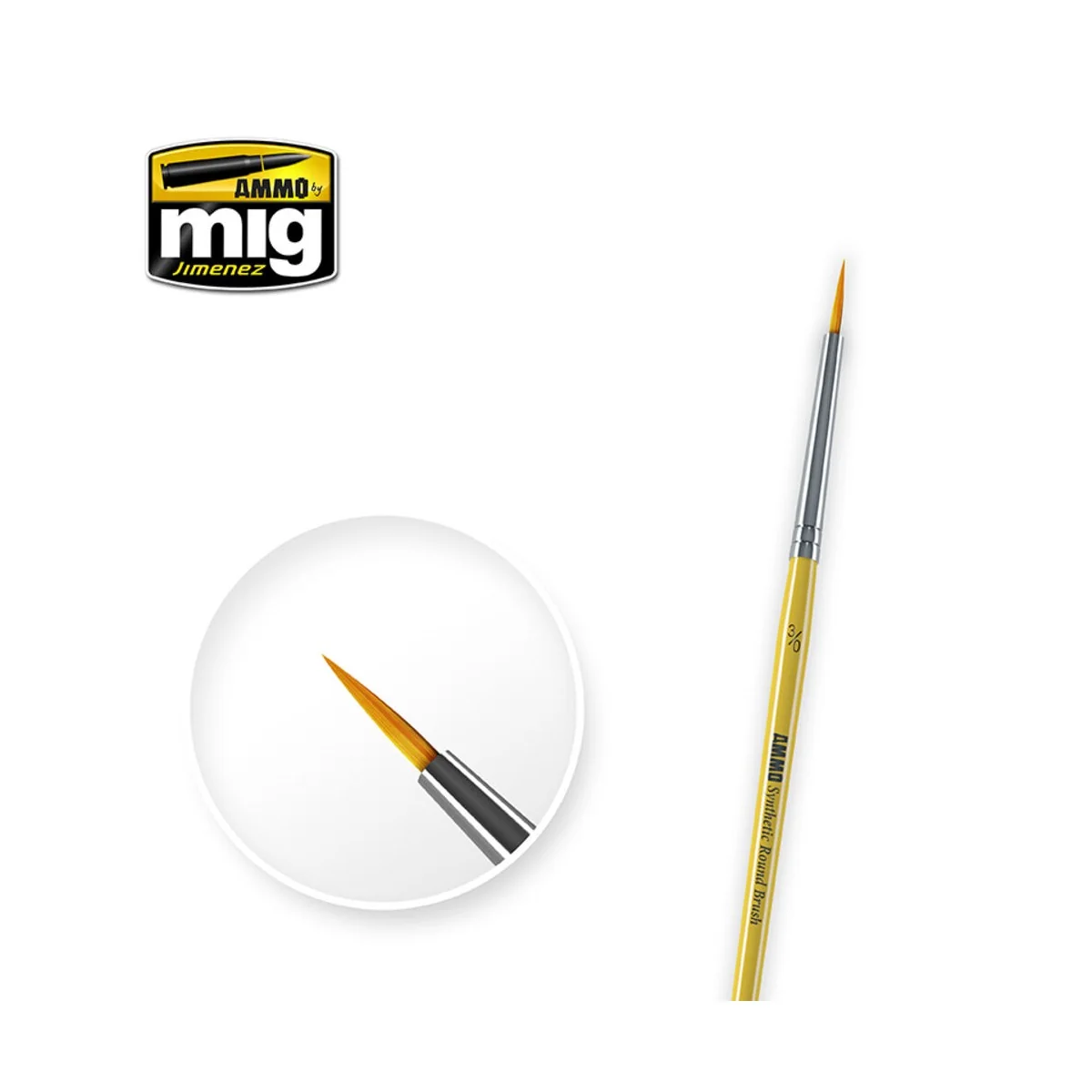 3/0 Synthetic Roound Brush - AMMO by MIG Jimenez A.MIG-8611 3/0 Synthetic Roound Brush - AMMO by MIG Jimenez A.MIG-8611