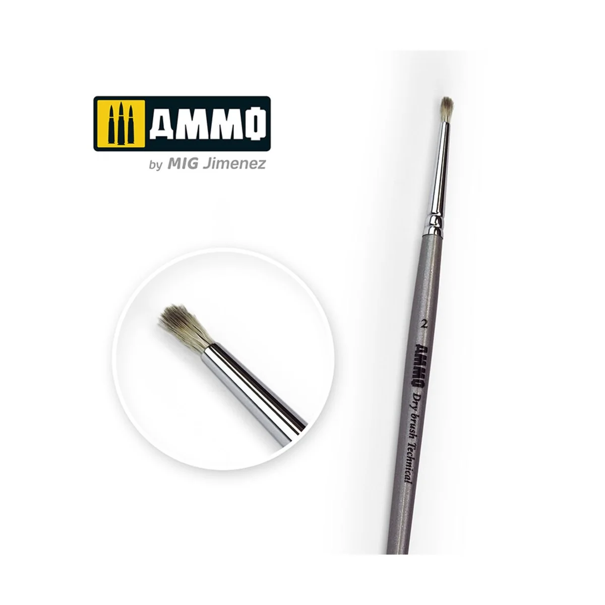 2 AMMO Drybrush Technical Brush - AMMO by MIG Jimenez A.MIG-8700