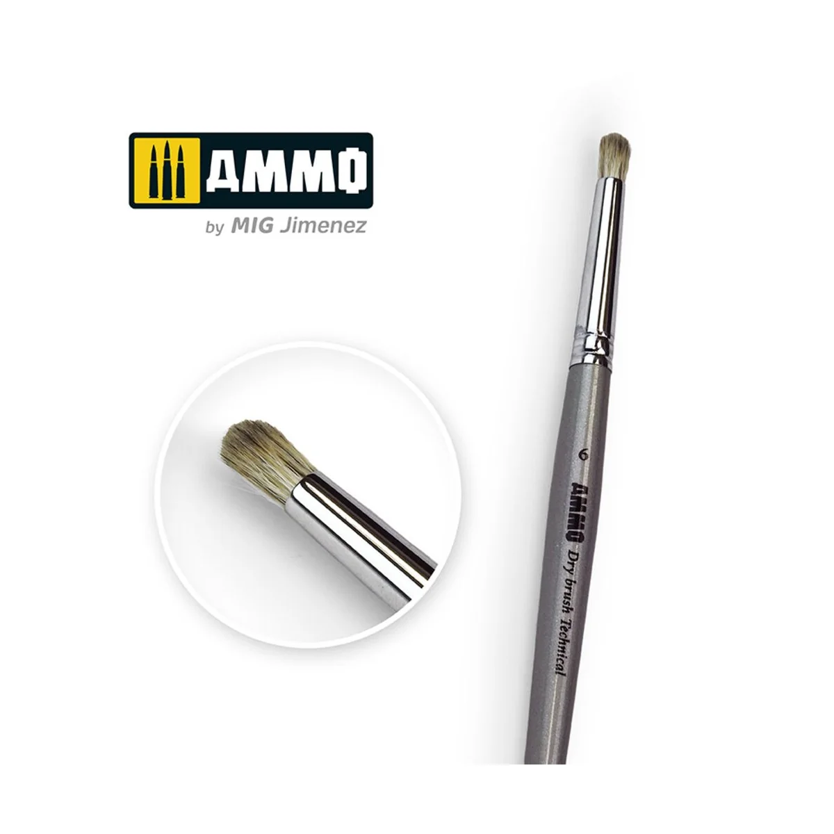 6 AMMO Drybrush Technical Brush - AMMO by MIG Jimenez A.MIG-8702 6 AMMO Drybrush Technical Brush - AMMO by MIG Jimenez A.MIG-8702