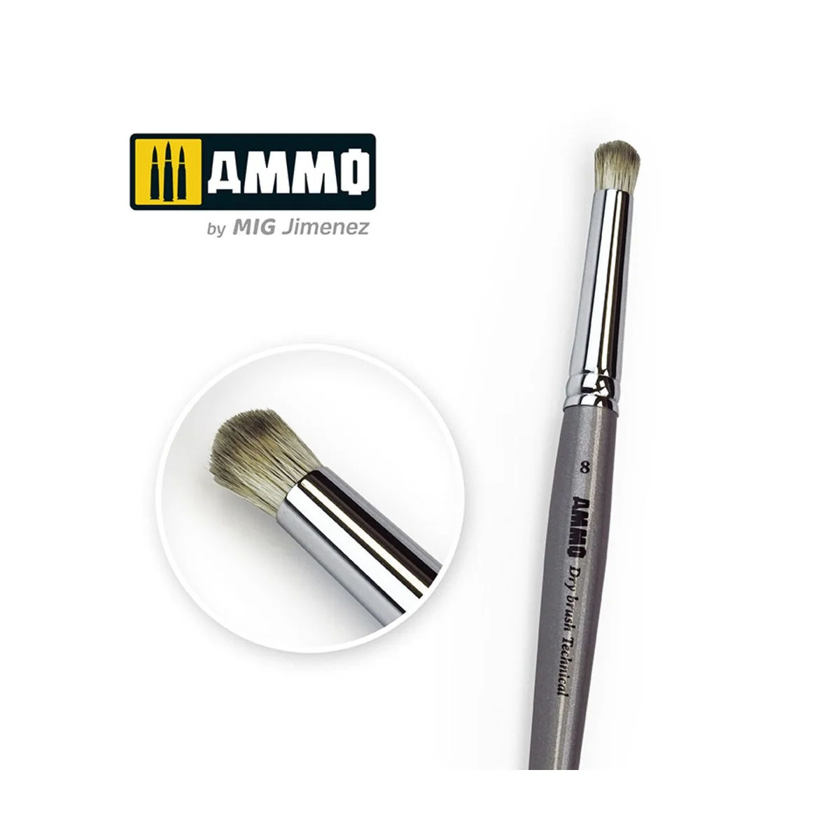 8 AMMO Drybrush Technical Brush - AMMO by MIG Jimenez A.MIG-8703 8 AMMO Drybrush Technical Brush - AMMO by MIG Jimenez A.MIG-8703