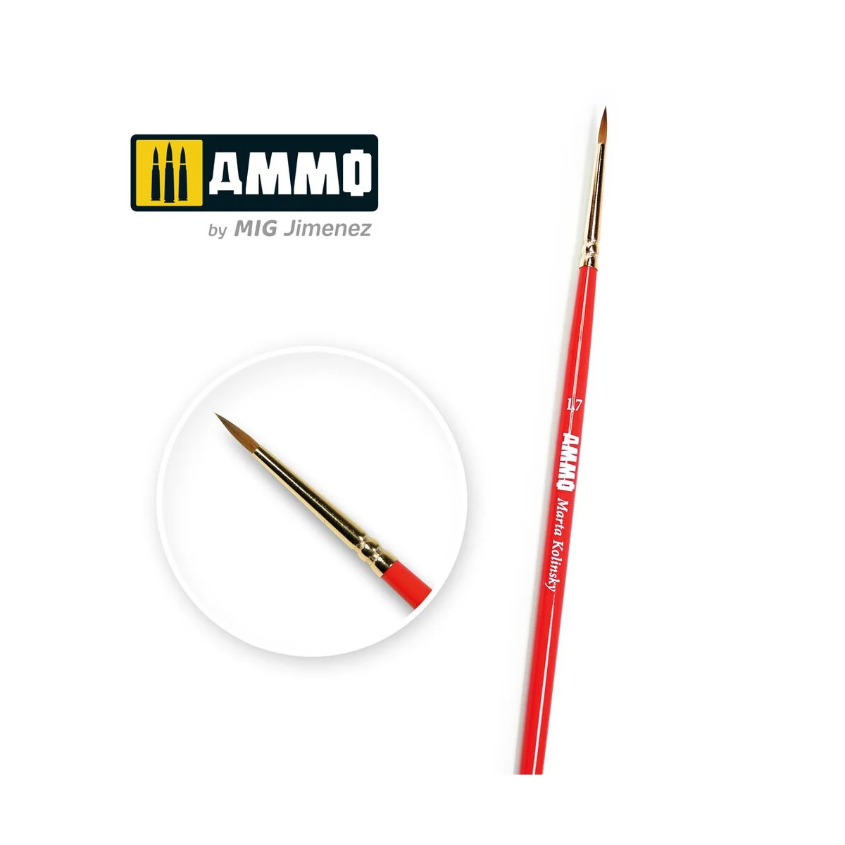1.7 AMMO Marta Kolinsky Brush - AMMO by MIG Jimenez A.MIG-8713 1.7 AMMO Marta Kolinsky Brush - AMMO by MIG Jimenez A.MIG-8713