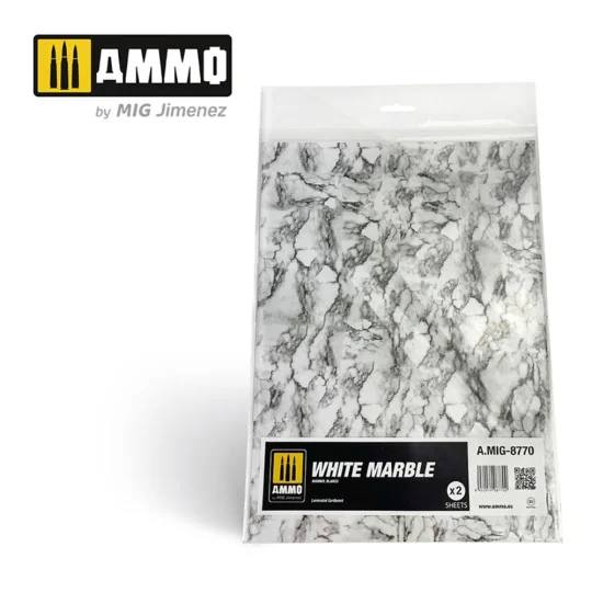 White Marble. Sheet of Marble - 2 pcs - AMMO by MIG Jimenez A.MIG-8770 White Marble. Sheet of Marble - 2 pcs - AMMO by MIG Jimenez A.MIG-8770