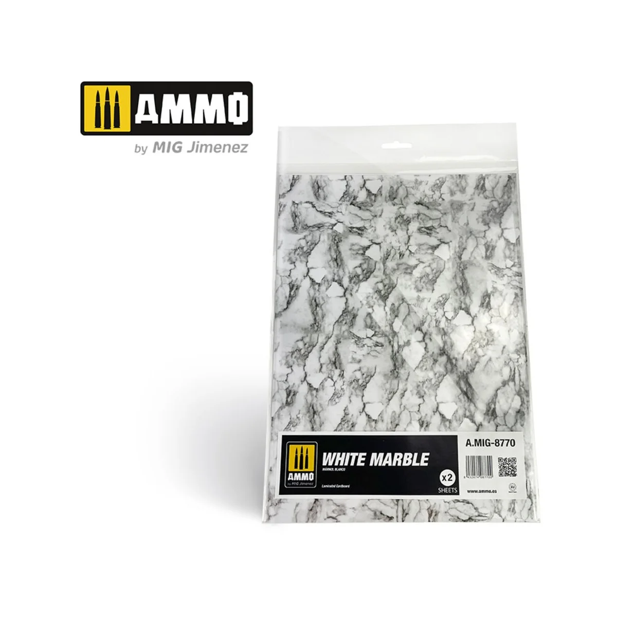 White Marble. Sheet of Marble - 2 pcs - AMMO by MIG Jimenez A.MIG-8770 White Marble. Sheet of Marble - 2 pcs - AMMO by MIG Jimenez A.MIG-8770
