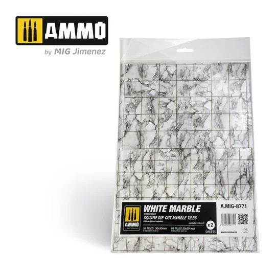 White Marble. Square Die-cut Marble Tiles - 2 pcs - AMMO by MIG Jim... White Marble. Square Die-cut Marble Tiles - 2 pcs - AMMO by MIG Jim...