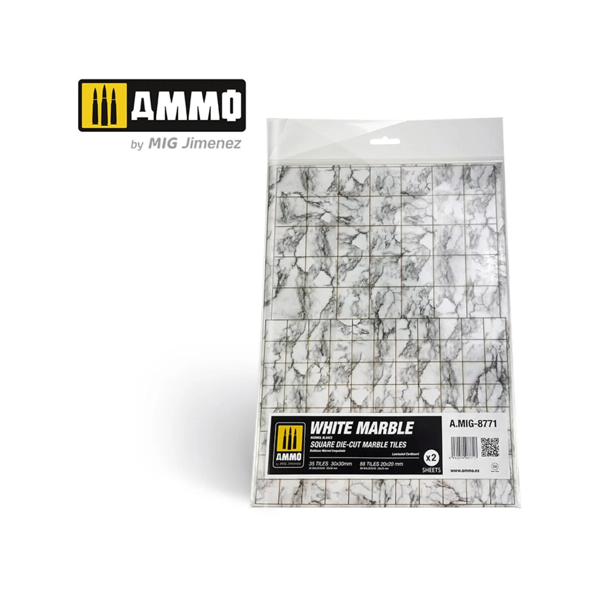 White Marble. Square Die-cut Marble Tiles - 2 pcs - AMMO by MIG Jim... White Marble. Square Die-cut Marble Tiles - 2 pcs - AMMO by MIG Jim...