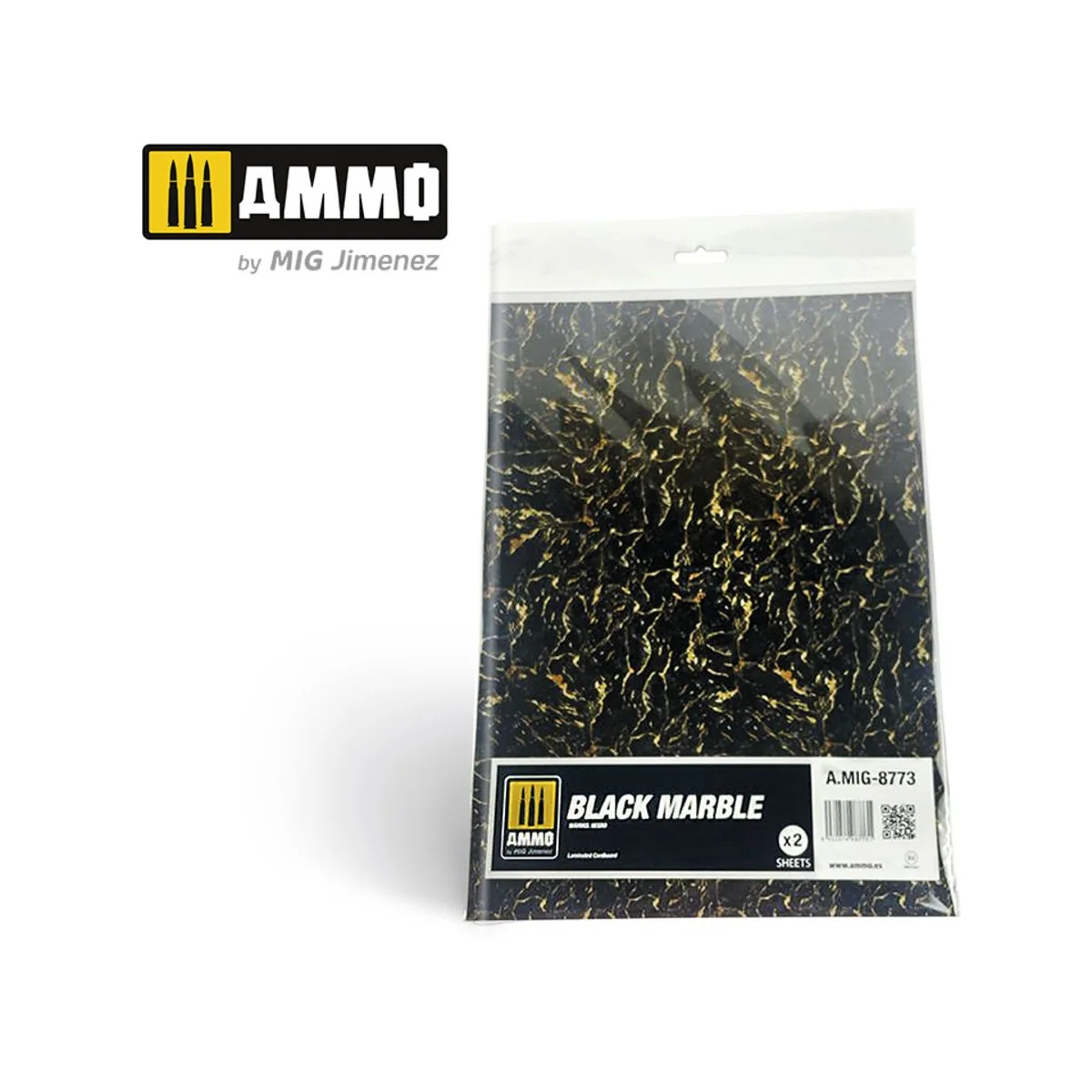 Black Marble. Sheet of Marble - 2 pcs. - AMMO by MIG Jimenez A.MIG-...