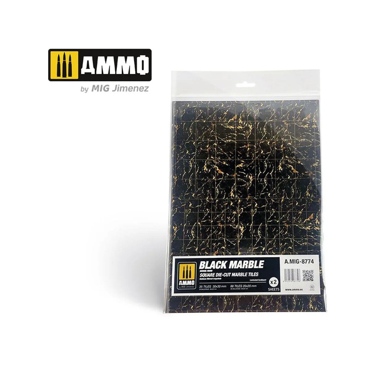 Black Marble. Square Die-cut Marble Tiles - 2 pcs - AMMO by MIG Jim...