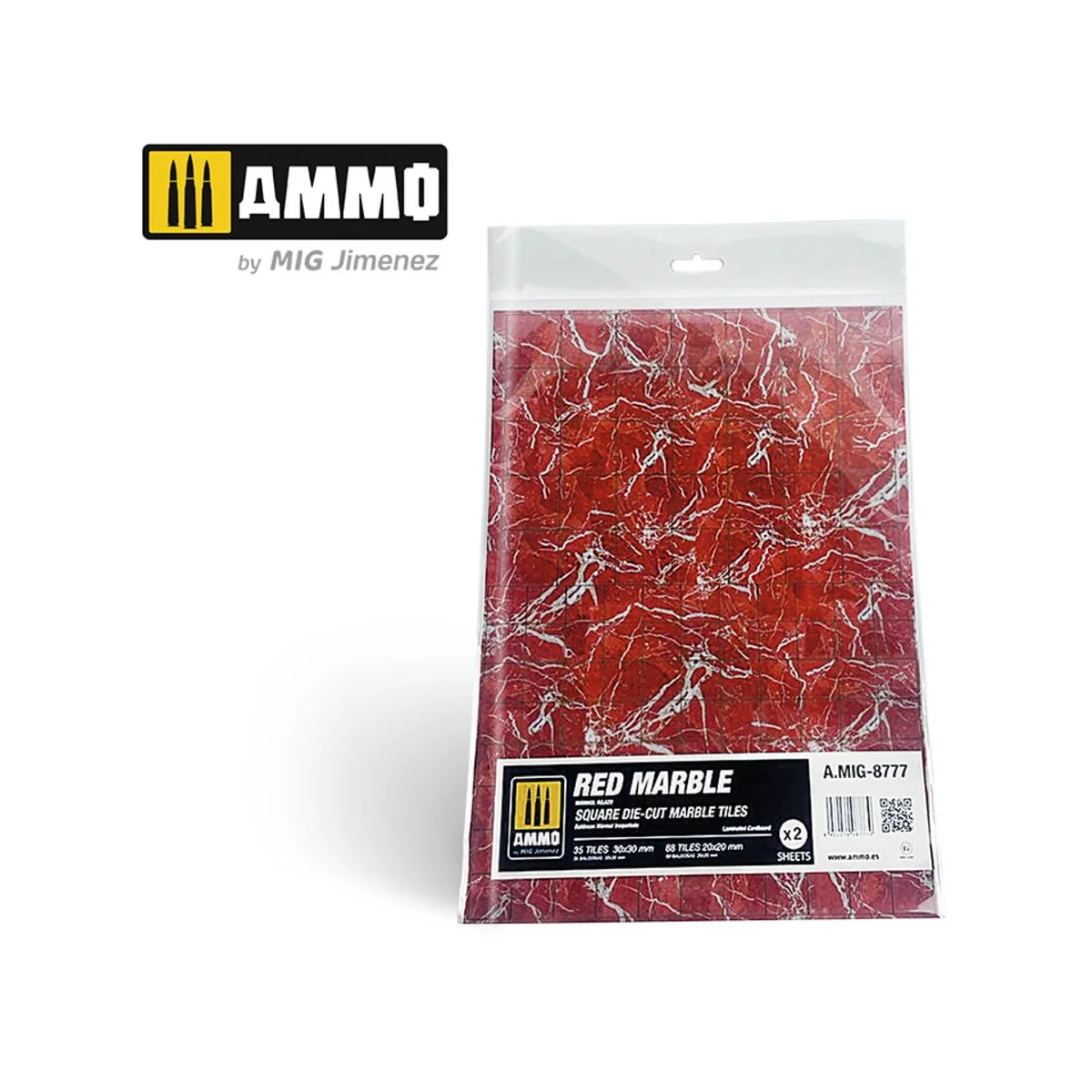 Red Marble. Square Die-cut Marble Tiles - 2 pcs - AMMO by MIG Jimen...