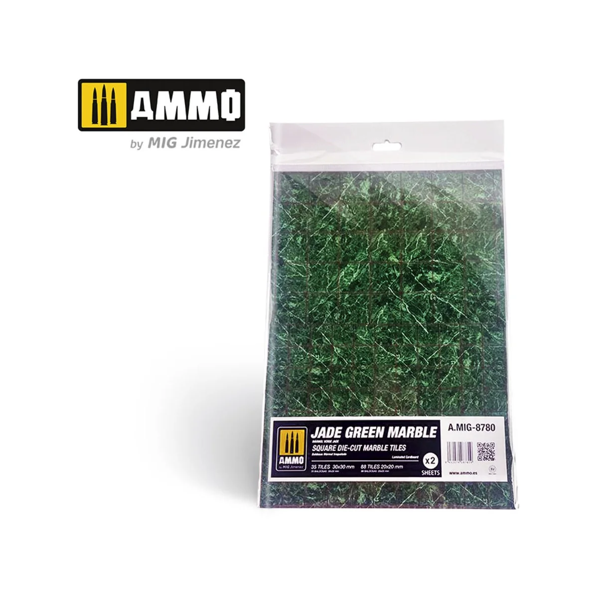 Jade Green Marble. Square Die-cut Marble Tiles - 2 pcs - AMMO by MI... Jade Green Marble. Square Die-cut Marble Tiles - 2 pcs - AMMO by MI...