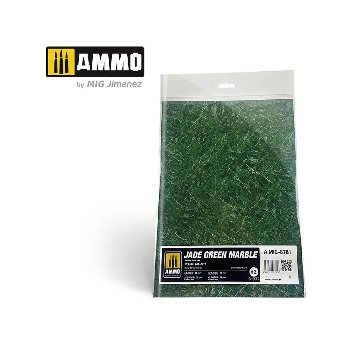 Jade Green Marble. Round Die-cut for Bases for Wargames - 2 pcs - A...