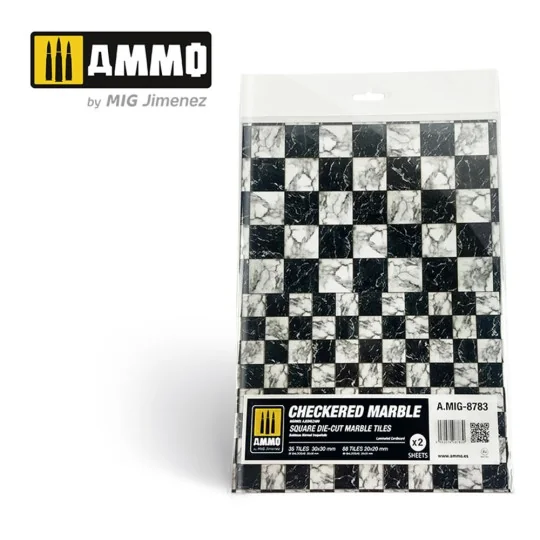 Checkered Marble. Square Die-cut Marble Tiles - 2 pcs - AMMO by MIG... Checkered Marble. Square Die-cut Marble Tiles - 2 pcs - AMMO by MIG...