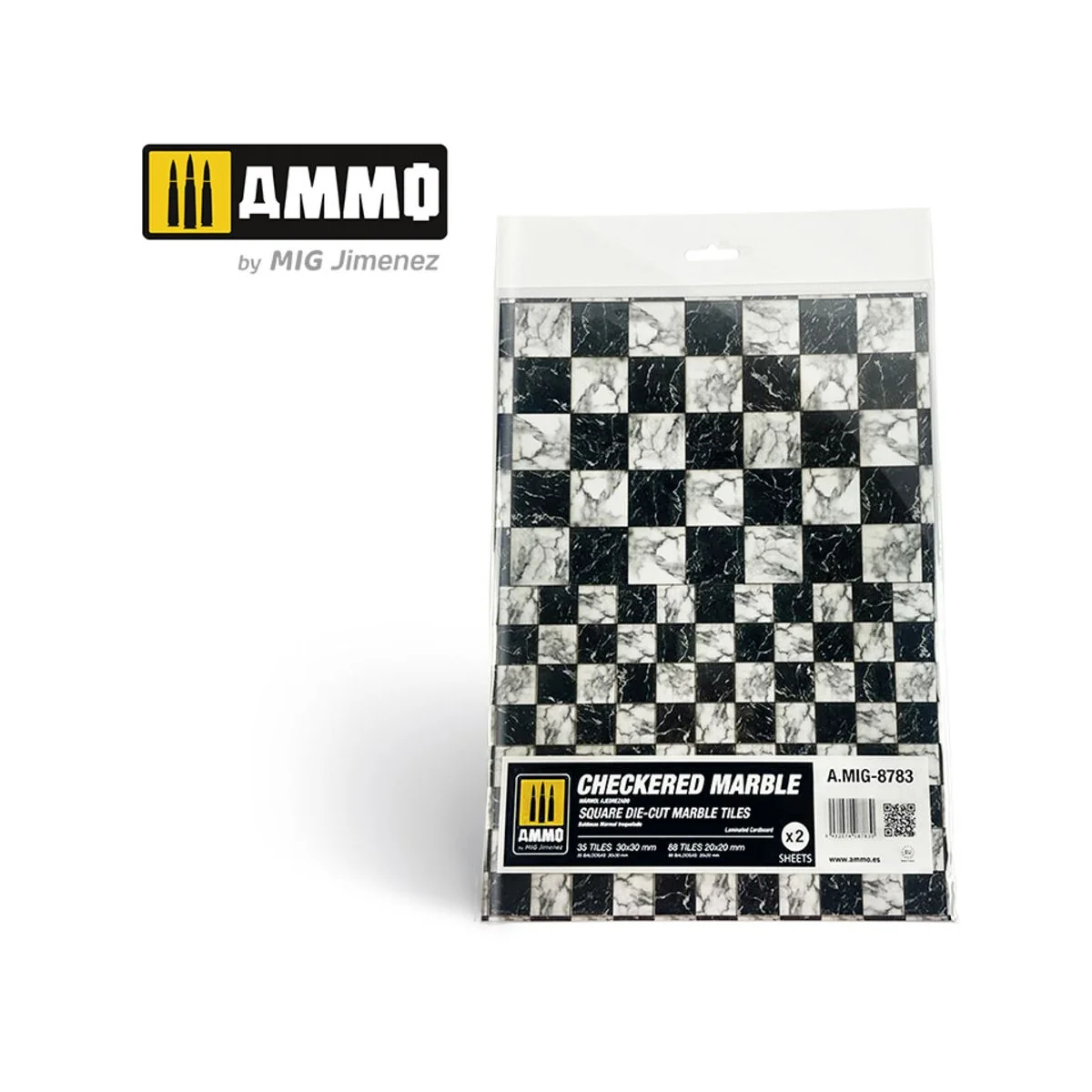 Checkered Marble. Square Die-cut Marble Tiles - 2 pcs - AMMO by MIG...