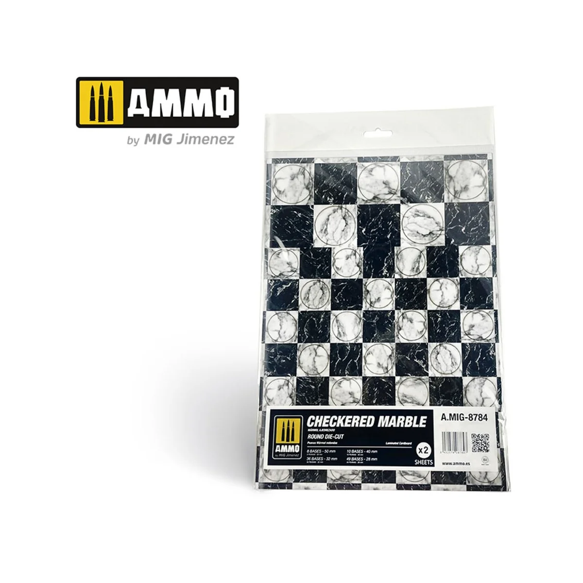 Checkered Marble. Round Die-cut for Bases for Wargames - 2 pcs. - A...